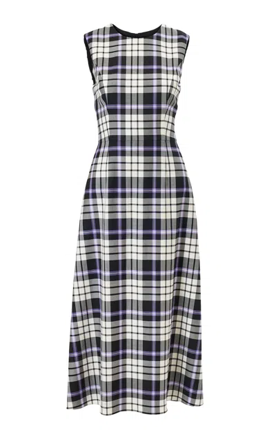 Carolina Herrera A-line Check Plaid Stretch-wool Dress In Multi