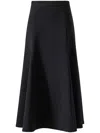 Carolina Herrera Pleated Cotton Midi Skirt In Black