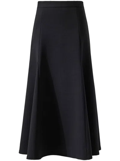 Carolina Herrera Pleated Cotton Midi Skirt In Black