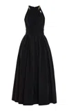 Carolina Herrera A-line Stretch-cotton Halter Dress In Black