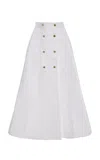 Carolina Herrera A-line Stretch-cotton Sateen Skirt In White