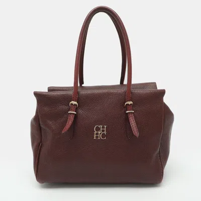 Pre-owned Carolina Herrera Adagio Burgundy Leather Tote