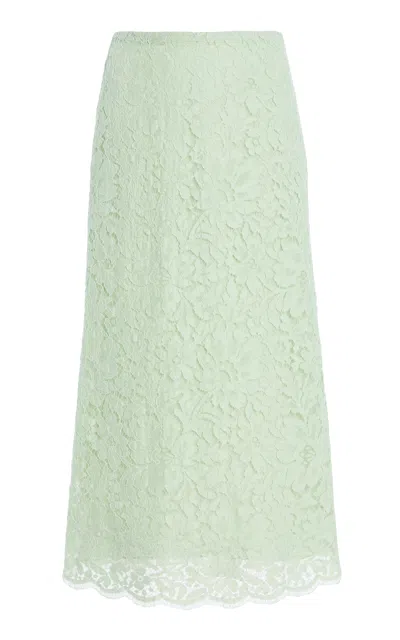 Carolina Herrera A-line Corded Floral Lace Midi Skirt In Blue