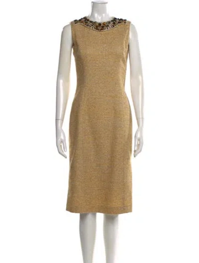Pre-owned Carolina Herrera Alpaca Midi Length Dress In Yellow