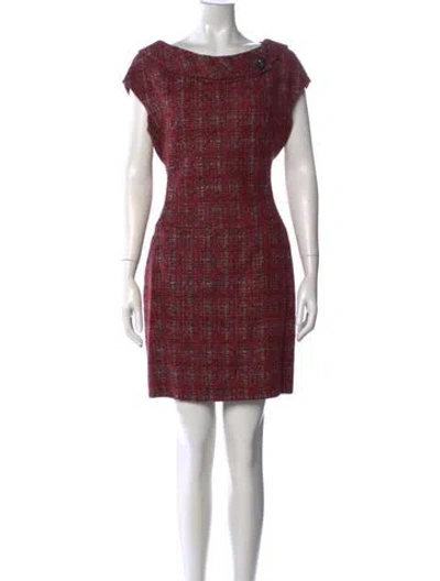 Pre-owned Carolina Herrera Alpaca Mini Dress In Red