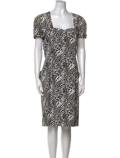 Pre-owned Carolina Herrera Animal Print Knee-length Dress In Black