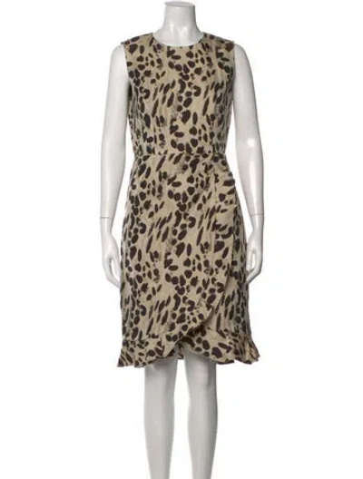 Pre-owned Carolina Herrera Animal Print Knee-length Dress In Neutral