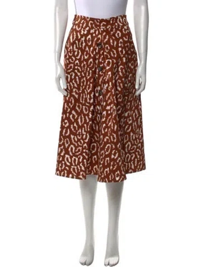 Pre-owned Carolina Herrera Animal Print Knee-length Skirt In Orange