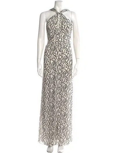 Pre-owned Carolina Herrera Animal Print Long Dress In Multi