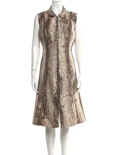 Pre-owned Carolina Herrera Animal Print Midi Length Dress In Brown