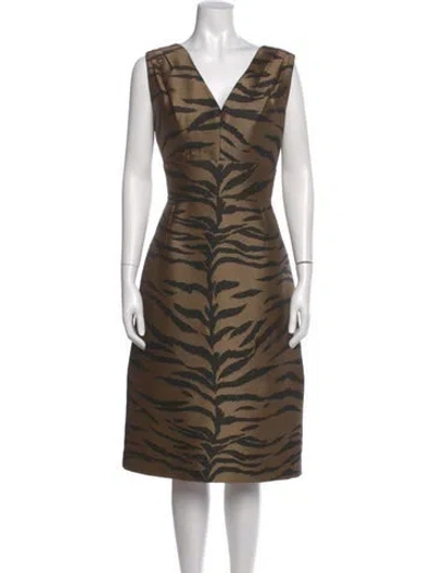Pre-owned Carolina Herrera Animal Print Midi Length Dress In Brown