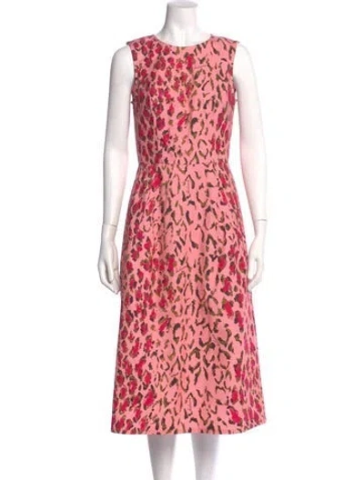 Pre-owned Carolina Herrera Animal Print Midi Length Dress In Pink