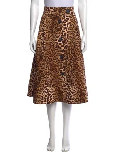 Pre-owned Carolina Herrera Animal Print Midi Length Skirt In Brown