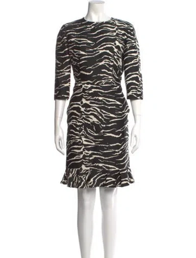 Pre-owned Carolina Herrera Animal Print Mini Dress In Black