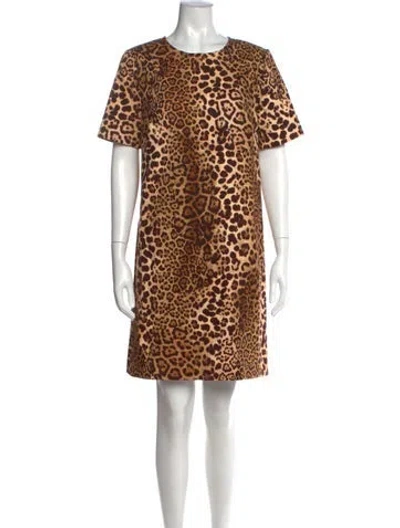 Pre-owned Carolina Herrera Animal Print Mini Dress In Neutral