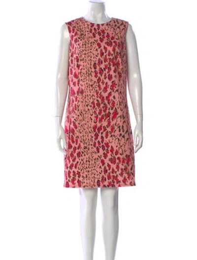 Pre-owned Carolina Herrera Animal Print Mini Dress In Pink