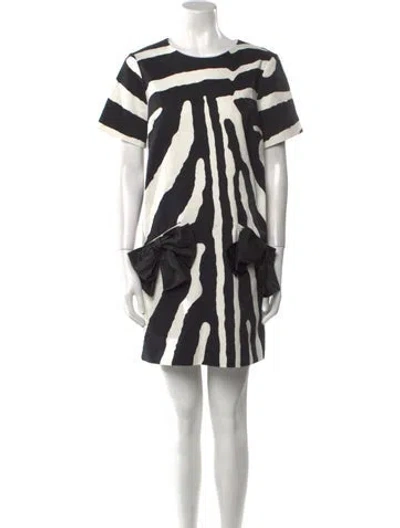 Pre-owned Carolina Herrera Animal Print Mini Dress In White