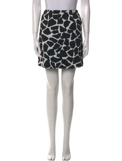 Pre-owned Carolina Herrera Animal Print Mini Skirt In Black