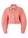 Carolina Herrera Arc Sleeve Denim Jacket In Pink