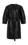 Carolina Herrera Arc-sleeve Leather Coat