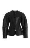 Carolina Herrera Arc-sleeve Leather Jacket