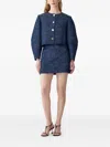 Carolina Herrera Arc-sleeve Tweed Jacket In Blue