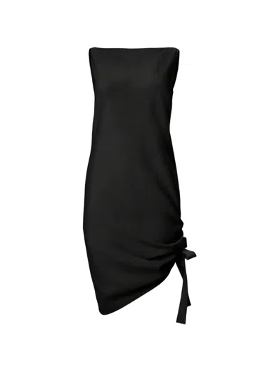 Carolina Herrera Asymmetric Gathered Dress In Black