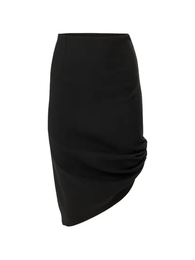 Carolina Herrera Asymmetrical Stretch-wool Midi Skirt In Black