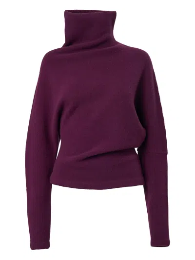 Carolina Herrera Asymmetric Turtleneck Sweater In Purple