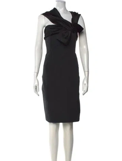 Pre-owned Carolina Herrera Asymmetrical Knee-length Dress In Black