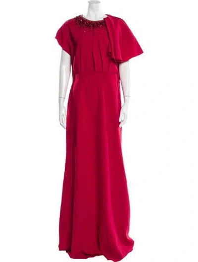 Pre-owned Carolina Herrera Asymmetrical Long Dress In Red