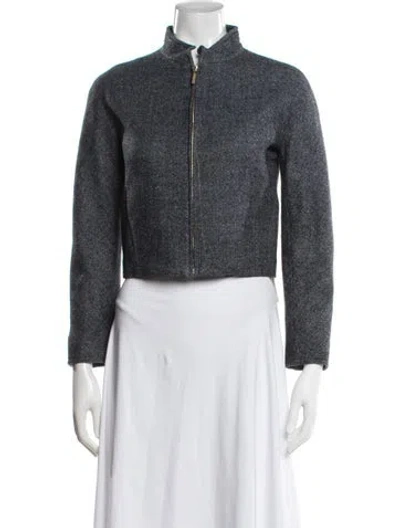 Pre-owned Carolina Herrera Baby Alpaca Jacket In Blue