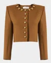 Carolina Herrera Ball-button Collarless Crop Jacket