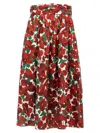 Carolina Herrera Balloon Silhouette High Waist Midi Skirt In Red