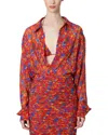 Carolina Herrera Balloon Sleeve Button Down Top In Multi