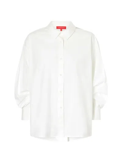 Carolina Herrera Balloon-sleeve Pleated-back Shirt In White