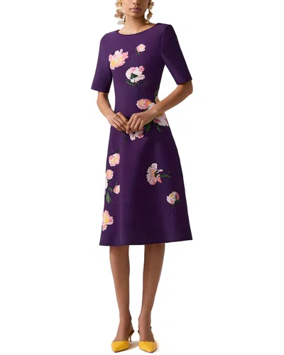 Carolina Herrera Bateau Neck Flare Dress In Purple