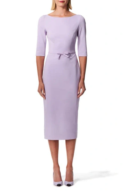 Carolina Herrera Bateau Neck Stretch Virgin Wool Sheath Dress In Lilac