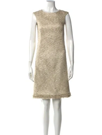 Pre-owned Carolina Herrera Bateau Neckline Knee-length Dress In Multi