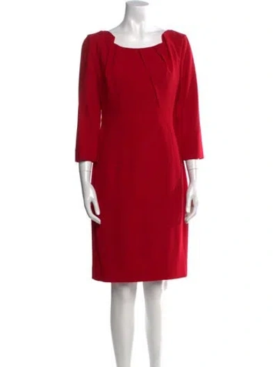 Pre-owned Carolina Herrera Bateau Neckline Knee-length Dress In Red