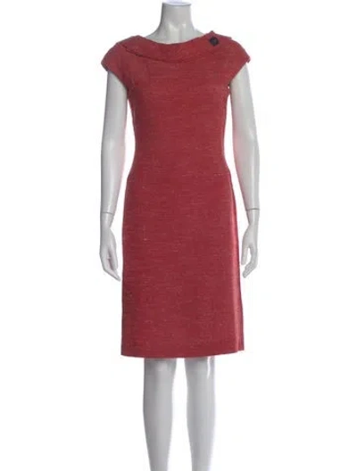 Pre-owned Carolina Herrera Bateau Neckline Knee-length Dress In Red