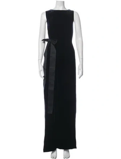 Pre-owned Carolina Herrera Bateau Neckline Long Dress In Blue