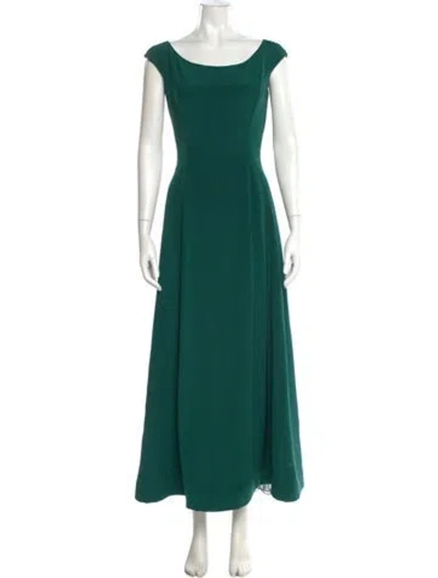 Pre-owned Carolina Herrera Bateau Neckline Long Dress In Green