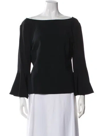 Pre-owned Carolina Herrera Bateau Neckline Long Sleeve Blouse In Black