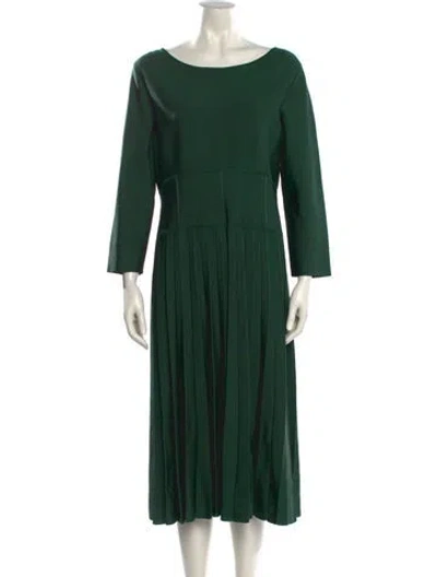 Pre-owned Carolina Herrera Bateau Neckline Midi Length Dress In Green