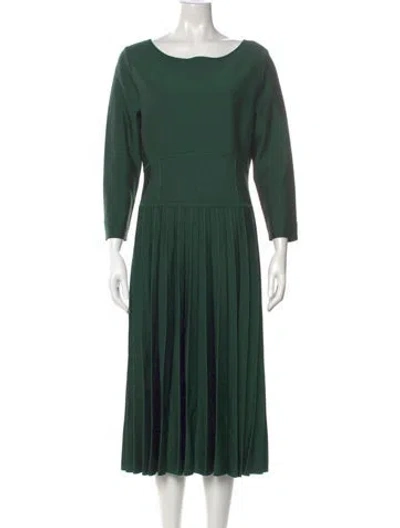 Pre-owned Carolina Herrera Bateau Neckline Midi Length Dress W/ Tags In Green