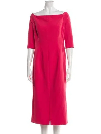 Pre-owned Carolina Herrera Bateau Neckline Midi Length Dress W/ Tags In Pink
