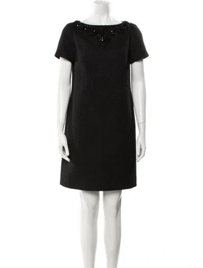 Pre-owned Carolina Herrera Bateau Neckline Mini Dress In Black