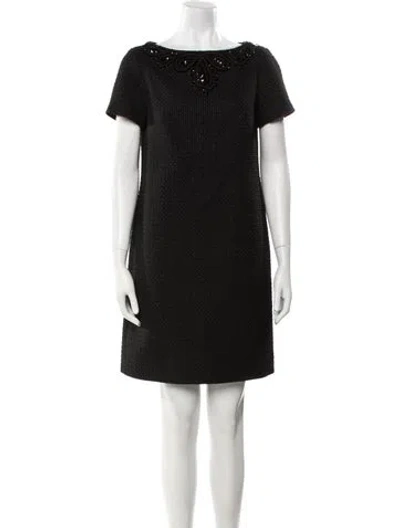 Pre-owned Carolina Herrera Bateau Neckline Mini Dress In Black