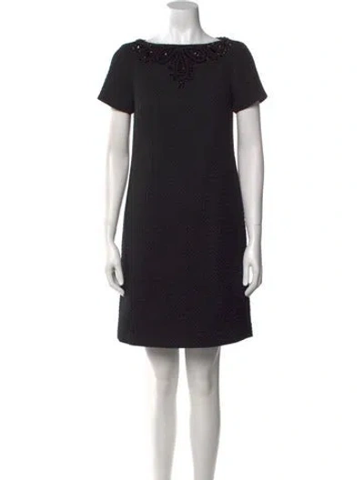 Pre-owned Carolina Herrera Bateau Neckline Mini Dress In Black